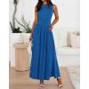 image:imageBTFBM Summer Maxi Dresses for Women 2026 Spring Sleeveless Casual Ruched High Waisted Long Sundress Flowy Beach DressBlue