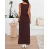 image:imageBTFBM Summer Maxi Dresses for Women 2026 Spring Sleeveless Casual Ruched High Waisted Long Sundress Flowy Beach DressCoffee