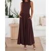 image:imageBTFBM Summer Maxi Dresses for Women 2026 Spring Sleeveless Casual Ruched High Waisted Long Sundress Flowy Beach DressCoffee