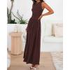 image:imageBTFBM Summer Maxi Dresses for Women 2026 Spring Sleeveless Casual Ruched High Waisted Long Sundress Flowy Beach DressCoffee