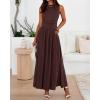 image:imageBTFBM Summer Maxi Dresses for Women 2026 Spring Sleeveless Casual Ruched High Waisted Long Sundress Flowy Beach DressCoffee