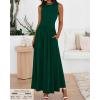 image:imageBTFBM Summer Maxi Dresses for Women 2026 Spring Sleeveless Casual Ruched High Waisted Long Sundress Flowy Beach DressDark Green