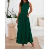 image:imageBTFBM Summer Maxi Dresses for Women 2026 Spring Sleeveless Casual Ruched High Waisted Long Sundress Flowy Beach DressDark Green
