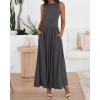 image:imageBTFBM Summer Maxi Dresses for Women 2026 Spring Sleeveless Casual Ruched High Waisted Long Sundress Flowy Beach DressDark Grey