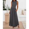 image:imageBTFBM Summer Maxi Dresses for Women 2026 Spring Sleeveless Casual Ruched High Waisted Long Sundress Flowy Beach DressDark Grey