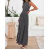 image:imageBTFBM Summer Maxi Dresses for Women 2026 Spring Sleeveless Casual Ruched High Waisted Long Sundress Flowy Beach DressDark Grey
