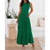 image:imageBTFBM Summer Maxi Dresses for Women 2026 Spring Sleeveless Casual Ruched High Waisted Long Sundress Flowy Beach DressGreen