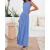 image:imageBTFBM Summer Maxi Dresses for Women 2026 Spring Sleeveless Casual Ruched High Waisted Long Sundress Flowy Beach DressLight Blue