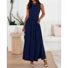 image:imageBTFBM Summer Maxi Dresses for Women 2026 Spring Sleeveless Casual Ruched High Waisted Long Sundress Flowy Beach DressNavy