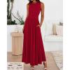image:imageBTFBM Summer Maxi Dresses for Women 2026 Spring Sleeveless Casual Ruched High Waisted Long Sundress Flowy Beach DressRed
