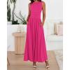 image:imageBTFBM Summer Maxi Dresses for Women 2026 Spring Sleeveless Casual Ruched High Waisted Long Sundress Flowy Beach DressRose Red