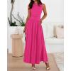 image:imageBTFBM Summer Maxi Dresses for Women 2026 Spring Sleeveless Casual Ruched High Waisted Long Sundress Flowy Beach DressRose Red