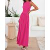 image:imageBTFBM Summer Maxi Dresses for Women 2026 Spring Sleeveless Casual Ruched High Waisted Long Sundress Flowy Beach DressRose Red