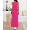 image:imageBTFBM Summer Maxi Dresses for Women 2026 Spring Sleeveless Casual Ruched High Waisted Long Sundress Flowy Beach DressRose Red