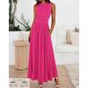 image:imageBTFBM Summer Maxi Dresses for Women 2026 Spring Sleeveless Casual Ruched High Waisted Long Sundress Flowy Beach DressRose Red
