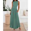 image:imageBTFBM Summer Maxi Dresses for Women 2026 Spring Sleeveless Casual Ruched High Waisted Long Sundress Flowy Beach DressSage Green