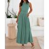 image:imageBTFBM Summer Maxi Dresses for Women 2026 Spring Sleeveless Casual Ruched High Waisted Long Sundress Flowy Beach DressSage Green