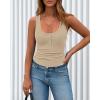 image:imageBTFBM Summer Tops for Women 2026 Scoop Neck Ribbed Henley Button Sleeveless Casual Spring Basic Tank Top Clothes OutfitsApricot