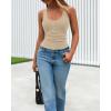 image:imageBTFBM Summer Tops for Women 2026 Scoop Neck Ribbed Henley Button Sleeveless Casual Spring Basic Tank Top Clothes OutfitsApricot