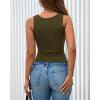 image:imageBTFBM Summer Tops for Women 2026 Scoop Neck Ribbed Henley Button Sleeveless Casual Spring Basic Tank Top Clothes OutfitsArmy Green