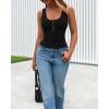 image:imageBTFBM Summer Tops for Women 2026 Scoop Neck Ribbed Henley Button Sleeveless Casual Spring Basic Tank Top Clothes OutfitsBlack