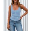image:imageBTFBM Summer Tops for Women 2026 Scoop Neck Ribbed Henley Button Sleeveless Casual Spring Basic Tank Top Clothes OutfitsDark Blue