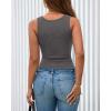 image:imageBTFBM Summer Tops for Women 2026 Scoop Neck Ribbed Henley Button Sleeveless Casual Spring Basic Tank Top Clothes OutfitsDark Grey