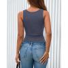 image:imageBTFBM Summer Tops for Women 2026 Scoop Neck Ribbed Henley Button Sleeveless Casual Spring Basic Tank Top Clothes OutfitsGrey Blue