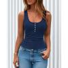 image:imageBTFBM Summer Tops for Women 2026 Scoop Neck Ribbed Henley Button Sleeveless Casual Spring Basic Tank Top Clothes OutfitsNavy