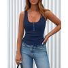 image:imageBTFBM Summer Tops for Women 2026 Scoop Neck Ribbed Henley Button Sleeveless Casual Spring Basic Tank Top Clothes OutfitsNavy