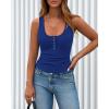image:imageBTFBM Summer Tops for Women 2026 Scoop Neck Ribbed Henley Button Sleeveless Casual Spring Basic Tank Top Clothes OutfitsRoyal Blue