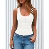 image:imageBTFBM Summer Tops for Women 2026 Scoop Neck Ribbed Henley Button Sleeveless Casual Spring Basic Tank Top Clothes OutfitsWhite
