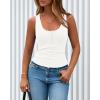 image:imageBTFBM Summer Tops for Women 2026 Scoop Neck Ribbed Henley Button Sleeveless Casual Spring Basic Tank Top Clothes OutfitsWhite