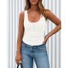 image:imageBTFBM Summer Tops for Women 2026 Scoop Neck Ribbed Henley Button Sleeveless Casual Spring Basic Tank Top Clothes OutfitsWhite