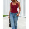 image:imageBTFBM Summer Tops for Women 2026 Scoop Neck Ribbed Henley Button Sleeveless Casual Spring Basic Tank Top Clothes OutfitsWine Red