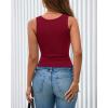 image:imageBTFBM Summer Tops for Women 2026 Scoop Neck Ribbed Henley Button Sleeveless Casual Spring Basic Tank Top Clothes OutfitsWine Red