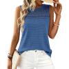 image:imageBTFBM Tank Top for Women 2026 Sleeveless Shirts Waffle Knit Vest Crew Neck Casual Outfits Loose Blouses Summer TopsBlue