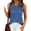 image:imageBTFBM Tank Top for Women 2026 Sleeveless Shirts Waffle Knit Vest Crew Neck Casual Outfits Loose Blouses Summer TopsBlue
