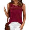 image:imageBTFBM Tank Top for Women 2026 Sleeveless Shirts Waffle Knit Vest Crew Neck Casual Outfits Loose Blouses Summer TopsBurgundy