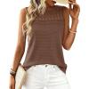 image:imageBTFBM Tank Top for Women 2026 Sleeveless Shirts Waffle Knit Vest Crew Neck Casual Outfits Loose Blouses Summer TopsCoffee