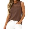 image:imageBTFBM Tank Top for Women 2026 Sleeveless Shirts Waffle Knit Vest Crew Neck Casual Outfits Loose Blouses Summer TopsCoffee