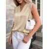 image:imageBTFBM Tank Top for Women 2026 Summer Spring Silk Satin V Neck Pleated Sleeveless Work Blouses Business Casual OutfitsApricot