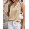 image:imageBTFBM Tank Top for Women 2026 Summer Spring Silk Satin V Neck Pleated Sleeveless Work Blouses Business Casual OutfitsApricot