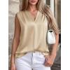 image:imageBTFBM Tank Top for Women 2026 Summer Spring Silk Satin V Neck Pleated Sleeveless Work Blouses Business Casual OutfitsApricot
