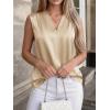 image:imageBTFBM Tank Top for Women 2026 Summer Spring Silk Satin V Neck Pleated Sleeveless Work Blouses Business Casual OutfitsApricot