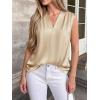 image:imageBTFBM Tank Top for Women 2026 Summer Spring Silk Satin V Neck Pleated Sleeveless Work Blouses Business Casual OutfitsApricot