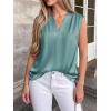 image:imageBTFBM Tank Top for Women 2026 Summer Spring Silk Satin V Neck Pleated Sleeveless Work Blouses Business Casual OutfitsAqua Blue