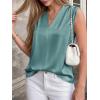 image:imageBTFBM Tank Top for Women 2026 Summer Spring Silk Satin V Neck Pleated Sleeveless Work Blouses Business Casual OutfitsAqua Blue