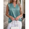 image:imageBTFBM Tank Top for Women 2026 Summer Spring Silk Satin V Neck Pleated Sleeveless Work Blouses Business Casual OutfitsAqua Blue