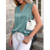 image:imageBTFBM Tank Top for Women 2026 Summer Spring Silk Satin V Neck Pleated Sleeveless Work Blouses Business Casual OutfitsAqua Blue